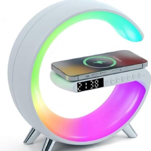 G Speaker Lamp - 3 in 1 Multi-Function Bluetooth Speaker with Wireless Fast Charging, RGB Light and Sunrise Alarm Clock for Bedroom & Bedside Table - Image 2