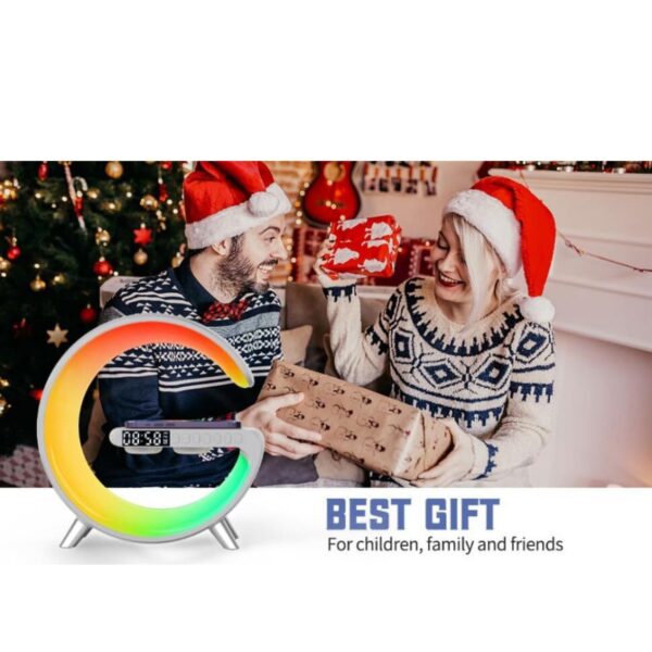 G Speaker Lamp - 3 in 1 Multi-Function Bluetooth Speaker with Wireless Fast Charging, RGB Light and Sunrise Alarm Clock for Bedroom & Bedside Table - Image 4