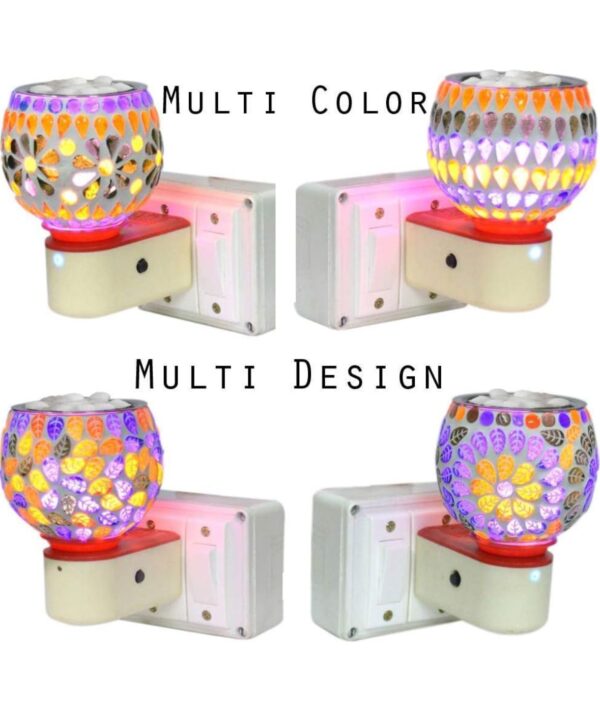 Electric Ceramic Multicolor Aroma Diffuser Kapoor Dani | Camphor Diffuser Incense Burner Holder Kapoor Dani with Night Lamp for Home, Office (Multi-color) - Image 3
