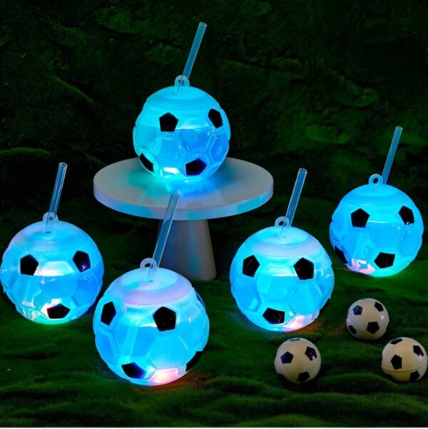 Soccer Party Cups with Straw - Image 2