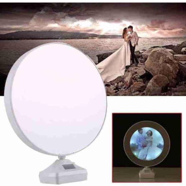 Plastic Round Magic Mirror Tabletop Photo Frame (White)(Framed) - Image 3