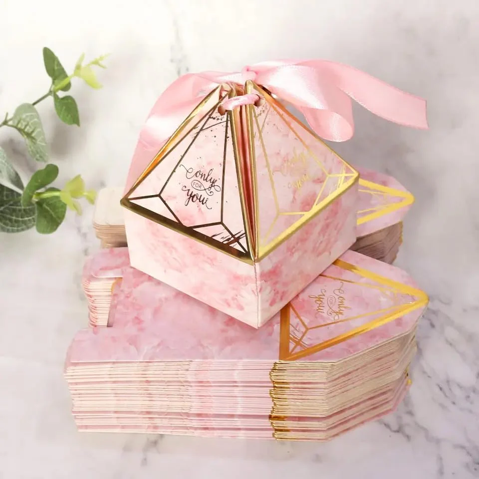 Decorative Folding Storage Box for Return Gift, Birthday, Gift Boxes with Ribbon, Perfect for Packing Chocolate, Dry Fruits.