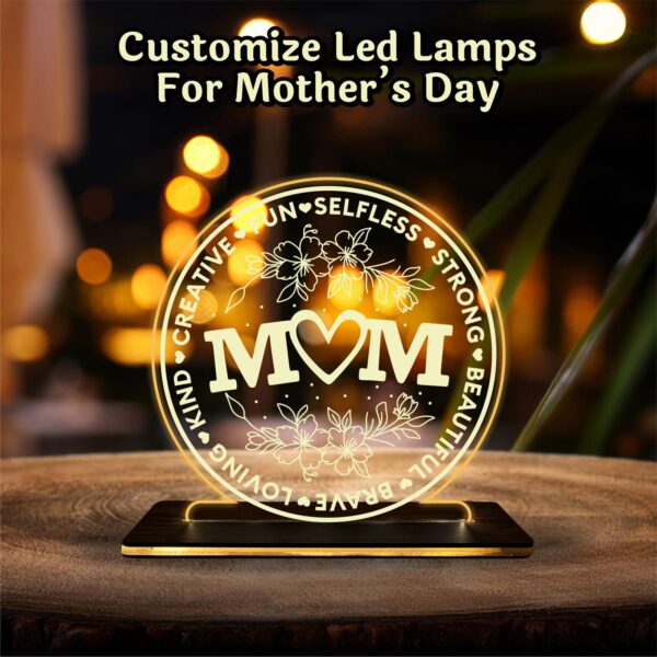 Personalized LED Lamp for Mother’s Day — Heart Shape Design - Image 3
