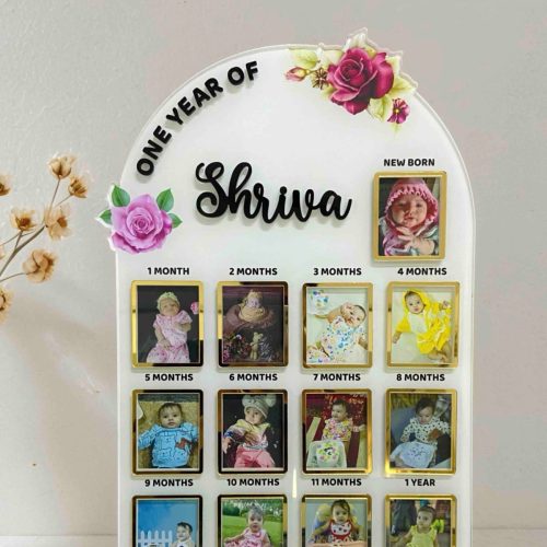 Personalized 1st Year Baby Photo Frame – HD Acrylic with 3D Name